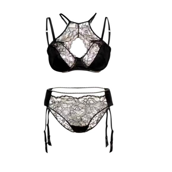 Else Women's Medium Black Tan Yasmin Hipster Removable Garter Straps Panties - Picture 2 of 3